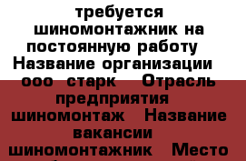 требуется шиномонтажник на постоянную работу › Название организации ­ ооо “старк“ › Отрасль предприятия ­ шиномонтаж › Название вакансии ­ шиномонтажник › Место работы ­ парковый › Процент ­ 30 › Возраст от ­ 18 › Возраст до ­ 40 - Пермский край, Пермь г. Работа » Вакансии   